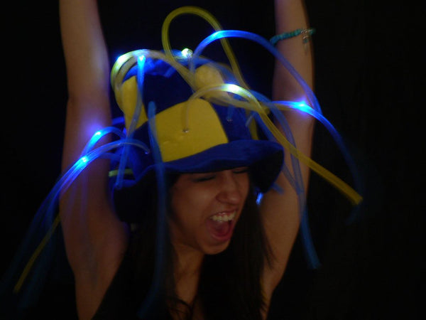 Flashing LED Tentacle Top Hat- Yellow/Blue