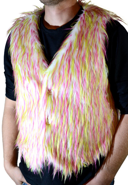 white with pink and lime spike vest