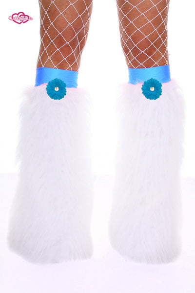 Crazy Daisy Fluffy Leg Warmers- Turquoise Daisy