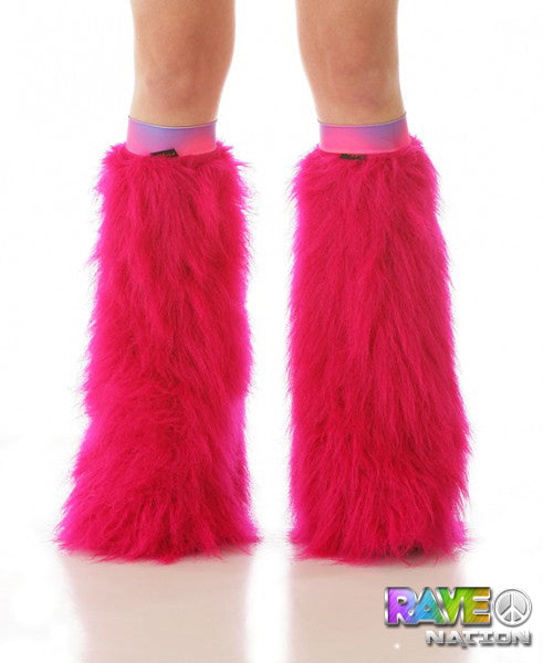 Magenta Fluffy Leg Warmers by Rave-Nation