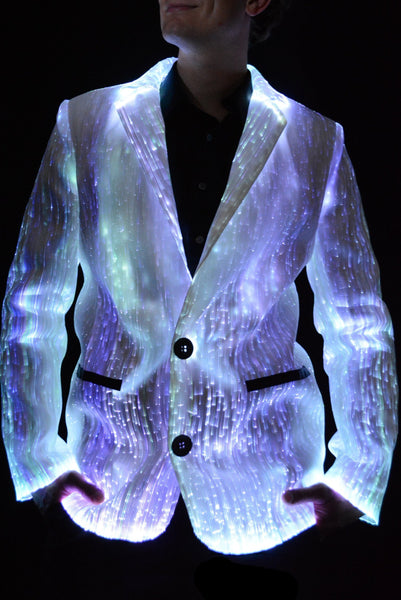 Fiber Optic Light Up Mens Suit lit White