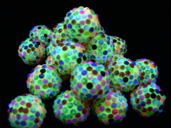 Rainbow Disco Balls under Black Light