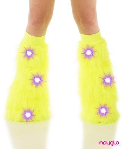 Flo Yellow LED Fluffy Leg Warmers