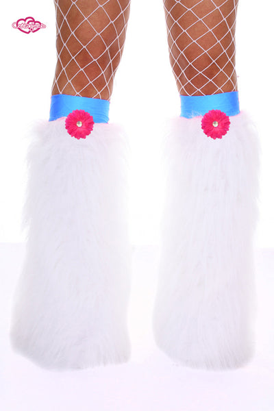 Crazy Daisy Fluffy Leg Warmers- Hot Pink Daisy