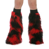 Red and Black Fluffy Leg Warmers with Red or Black Kneebands