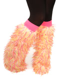 TrYptiX White Fur with Pink & Yellow Spiked Leg Warmers