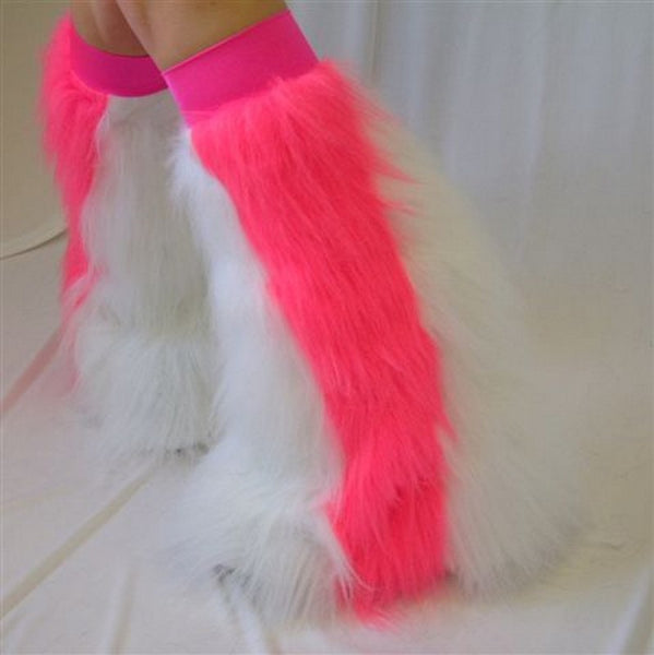 Side Stripe White & Pink Fluffies