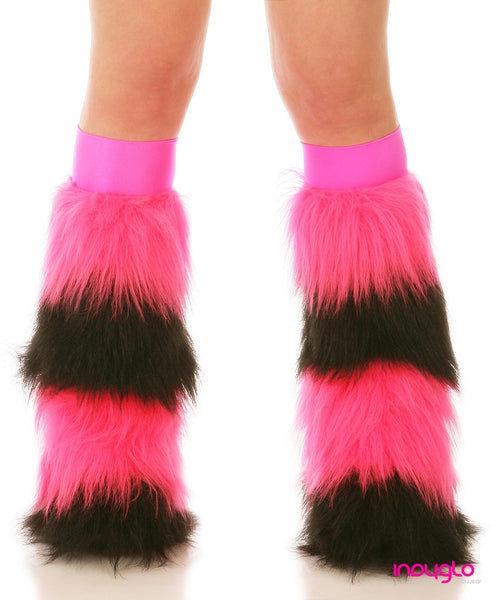 Hot Pink & Black Quad Fluffies with Hot Pink Knee Bands