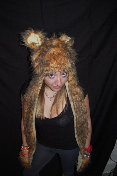 Fuzzy long animal hat-bear