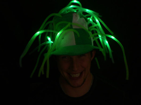 Flashing LED Tentacle Top Hat- Green/White