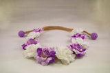 Purple Petal and White Flower Crown