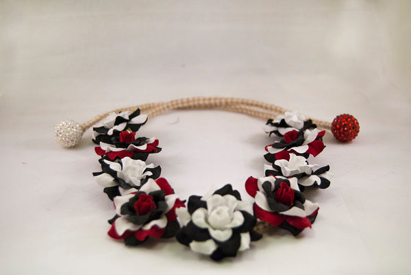 Black, White, & Red  Flower Crown Headband
