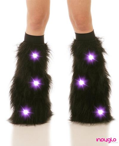 Black LED Fluffy Leg Warmers