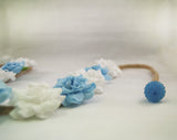 Blue & White Flower Crown Headband 2