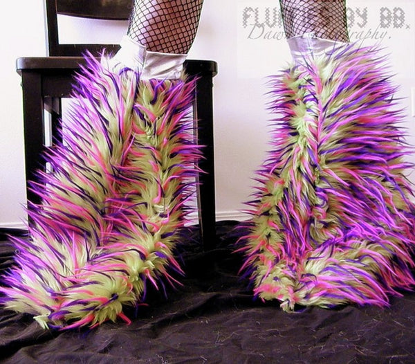 Monster Fur Fluffies in Lime/Pink/Purple