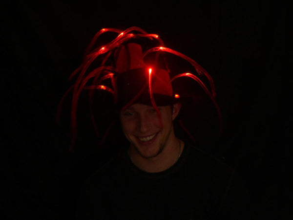 Flashing LED Tentacle Top Hat- Red/Black