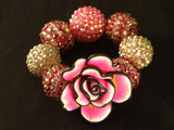 Pink Chocolate Tie Dye Flower Kandi with Disco Beads