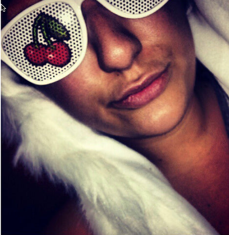 Cherry Vinyl Rave Shades with White Frames