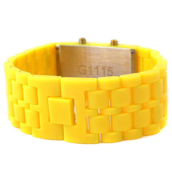 LED Player Kandi watch in yellow (band)