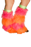 Pink & Orange Striped Fluffy Boot Covers 2